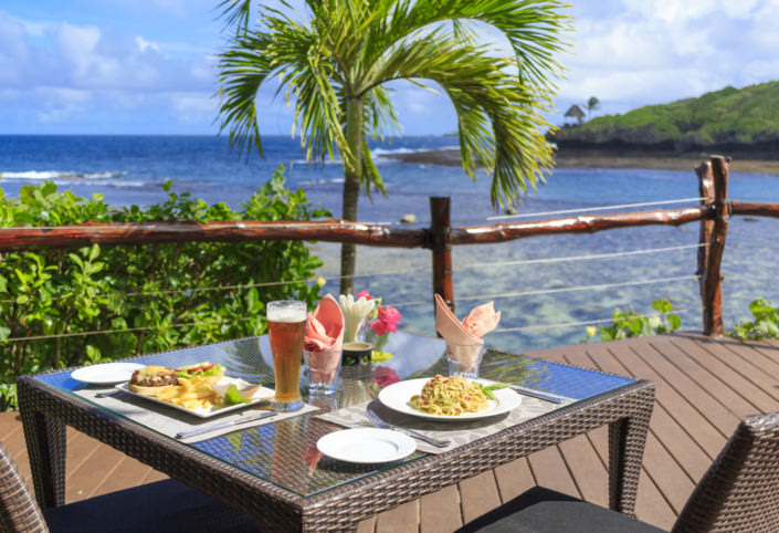 private table setting overlooking ocean at savasi island fiji