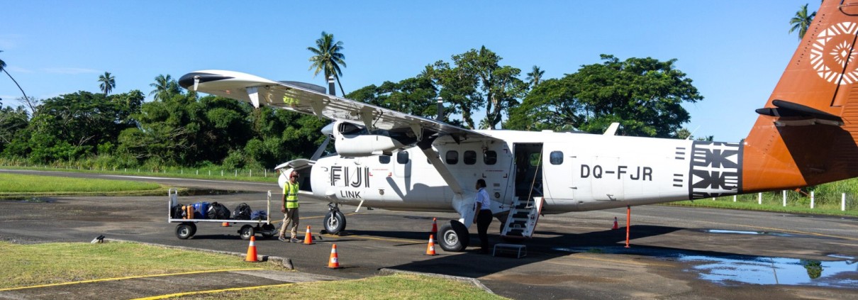 Fiji link aeroplane parked at Savusavu AIrport