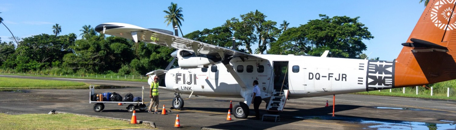 Fiji link aeroplane parked at Savusavu AIrport